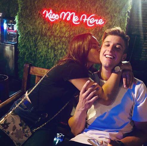 Anne Minter's son, Andrew Harris with his girlfriend, Desirae Krawczyk.